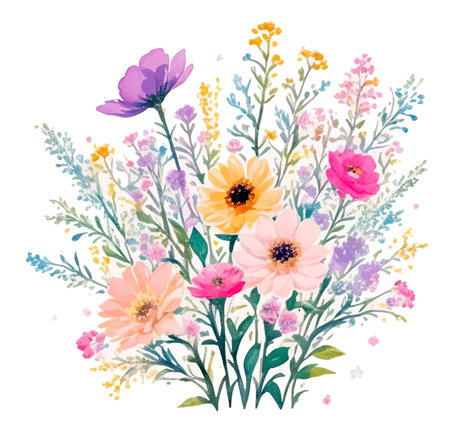 Beautiful vector watercolor floral bouquet. Hand drawn illustration.のイラスト素材