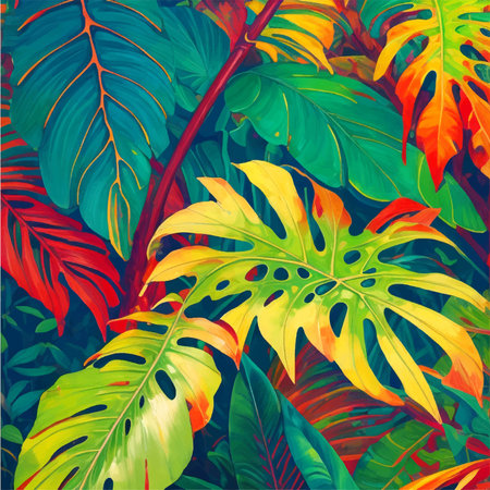 Beautiful seamless pattern with tropical monstera leaves. Vector illustration.のイラスト素材