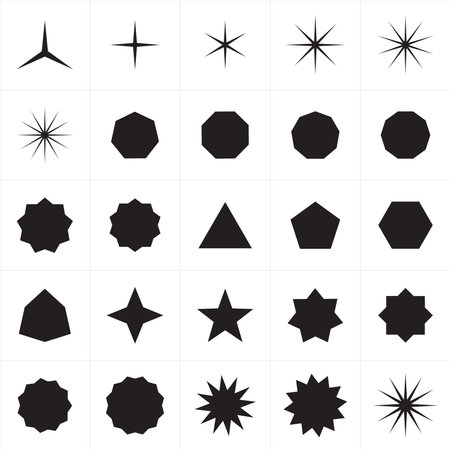 Set of black star icons on white background. Vector Illustration.のイラスト素材