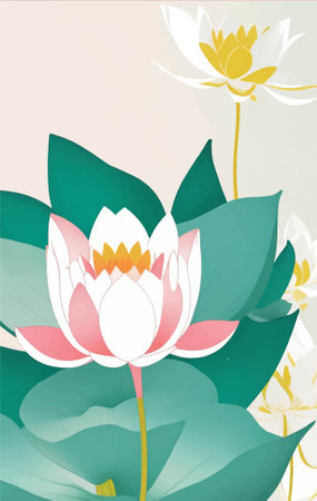 Beautiful lotus flower on the watercolor background. Vector illustration.のイラスト素材