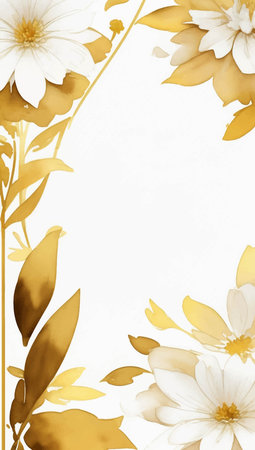 floral background with space for text or image in yellow and whiteのイラスト素材