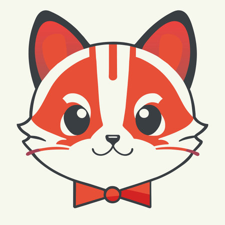 Cute kawaii fox with bow tie. Vector illustration.のイラスト素材