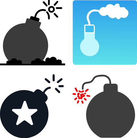 Bomb icon isolated on white background. Flat design. Vector illustration.のイラスト素材
