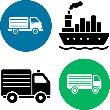 truck and factory icon isolated on white background. vector illustration.のイラスト素材