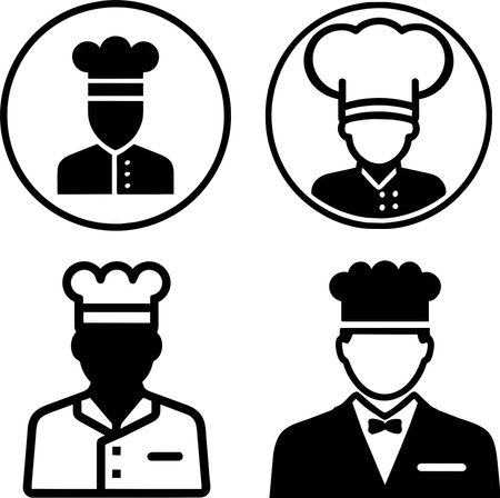 Restaurant chef icons set on white background. Vector illustration.のイラスト素材
