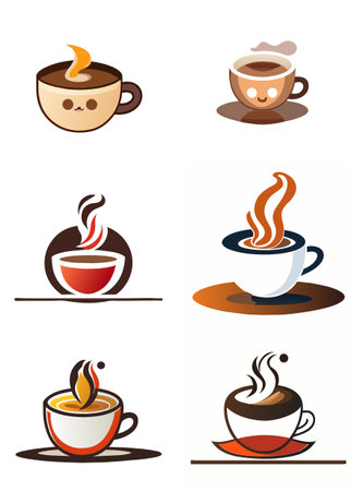 Coffee cup icons set. Vector illustration isolated on white background.のイラスト素材