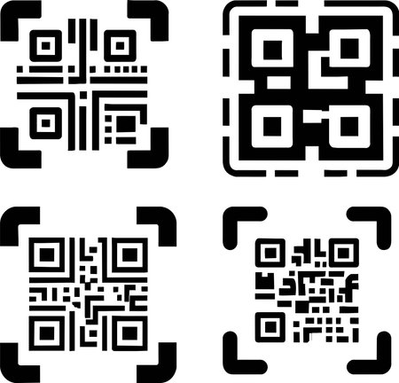 Set of black and white QR code on white background. Vector illustration.のイラスト素材