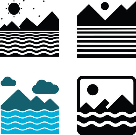 landscape icon isolated on white background. flat design. vector illustrationのイラスト素材