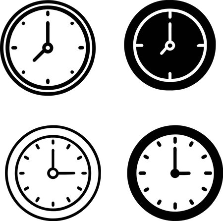 Clock Icon Set Isolated on White Background. Vector Illustration.