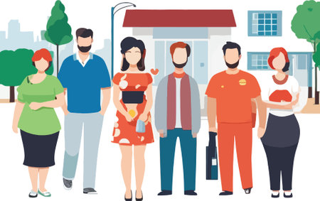 People in queue at bank, cashier, cashier. Flat style vector illustration.
