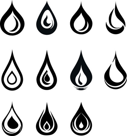 water drop icon set isolated on a white background. vector file.のイラスト素材