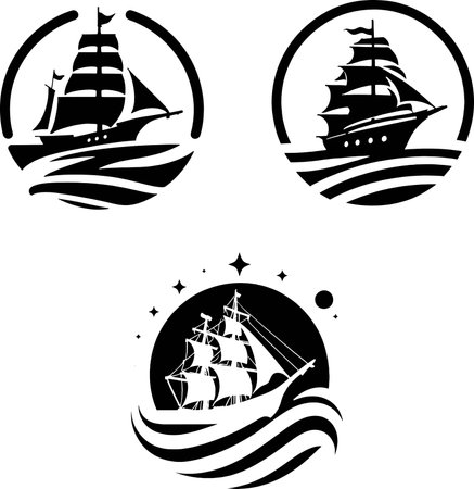Sailing ship icon isolated on a white background. Vector illustration.のイラスト素材