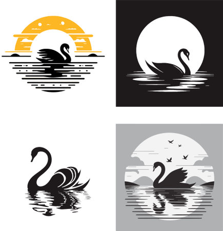 swan  design template. swan  symbol icon vector illustration designのイラスト素材