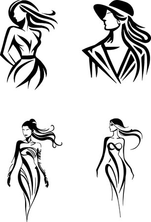 Women.Tribal Tattoo.Vector illustration ready for vinyl cutting.のイラスト素材