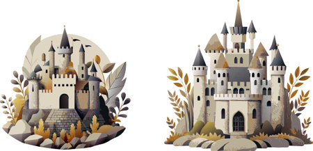 Fairytale castle, fairytale castle. Vector illustration.のイラスト素材