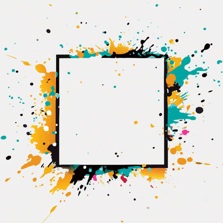 Grunge background with frame and splashes. Vector illustration.のイラスト素材