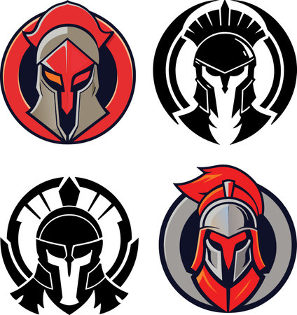 Set of spartan helmets. Vector illustration ready for vinyl cutting.のイラスト素材