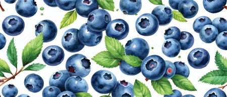 Seamless pattern with blueberries. Vector illustration in cartoon style.