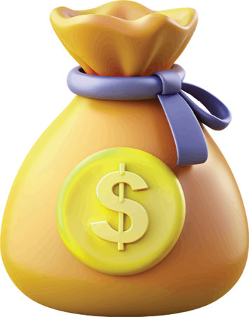 Illustration of a money bag with a golden dollar sign on itのイラスト素材