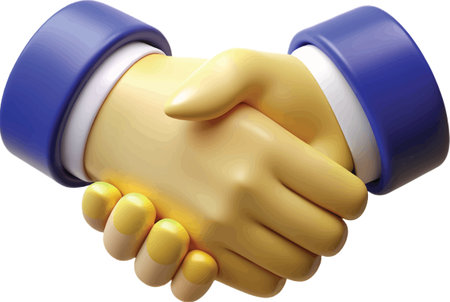 3D render of a handshake. Isolated on white background.