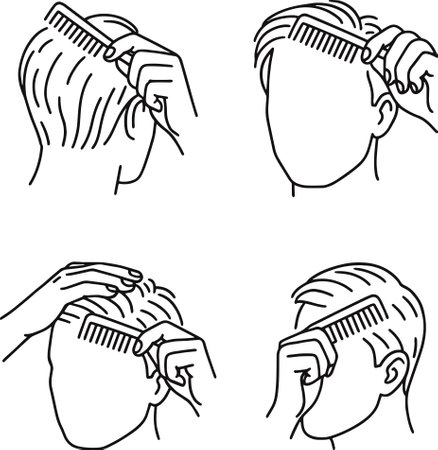 Hairdresser with scissors and comb. Set of vector illustrations.のイラスト素材