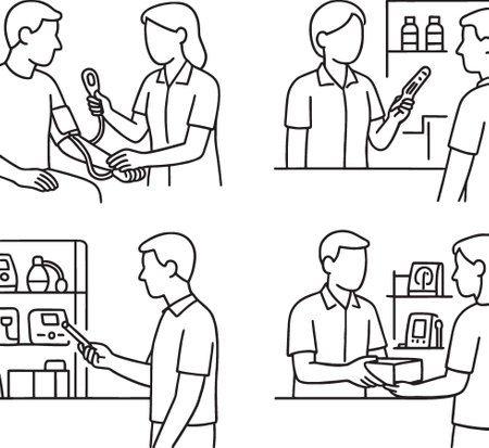 Vector illustration of people in the supermarket. Black and white line art.のイラスト素材