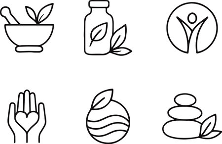 Spa icon set, black and white design, vector illustration.のイラスト素材