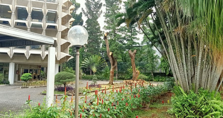 Garden with flowers and plants in the city of Kuala Lumpur, Malaysiaの写真素材
