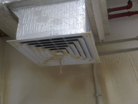 Air conditioner in a room, close-up of photo.の写真素材