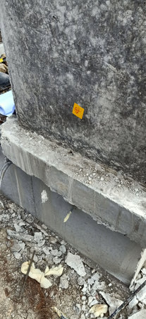 Dirty concrete sewer pipes in a construction site, closeup of photoの写真素材