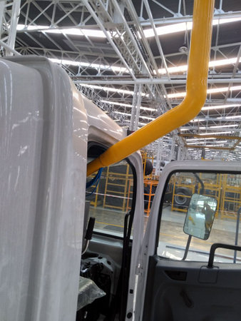 Interior of a modern car factory, view from the inside.の写真素材