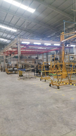 Production line of the factory for the production of ready-to-assemble furnitureの写真素材