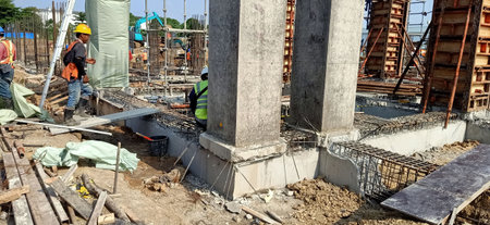 Construction workers are working on the construction site.の写真素材