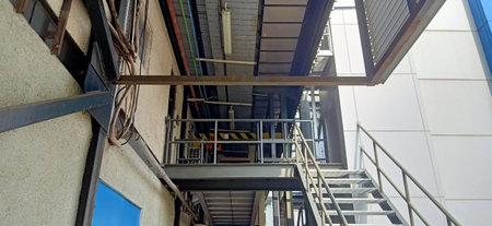 Staircase in a building under construction. Construction of a modern office building.の写真素材