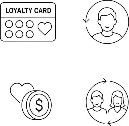 Loyalty card icon set, black and white vector illustration.のイラスト素材