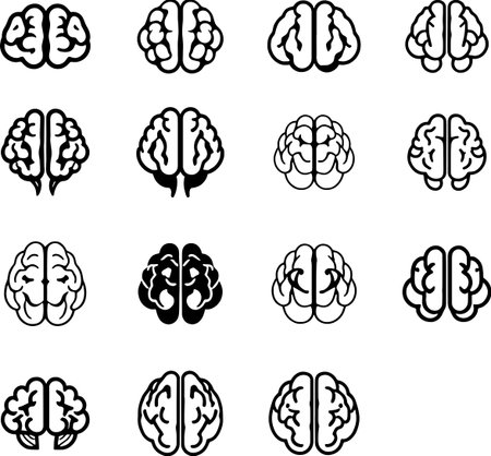 Brain icon set, brain vector collection, brain vector collection, brain vector illustrationのイラスト素材