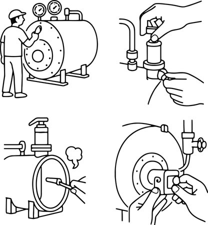 Set of hand-drawn doodle of the process of heating.のイラスト素材