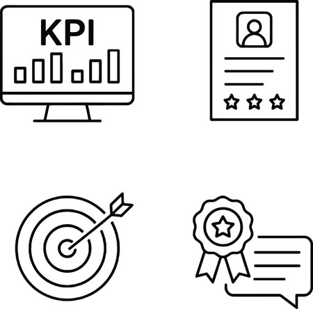 KPI icon set vector illustration. KPI, Key Performance Indicatorのイラスト素材