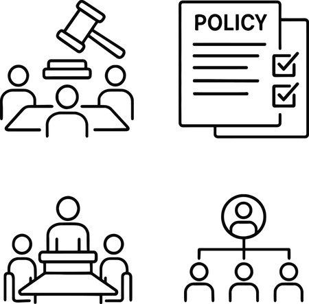 People and law icon set, Law and justice theme vector art illustrationのイラスト素材