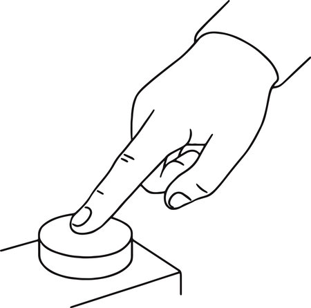 Hand pressing the button. Vector illustration of a hand pressing the button.のイラスト素材