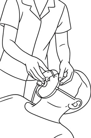 Black and White Cartoon Illustration of Hair Removal Procedure by Barber for Menのイラスト素材