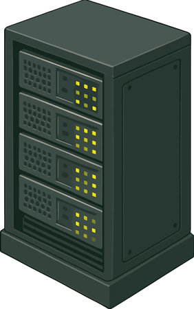 Illustration of a data center server isolated on a white background.のイラスト素材