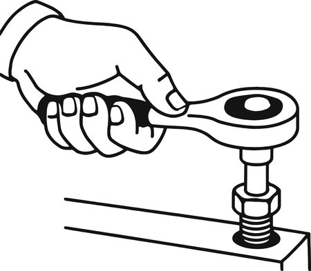 Illustration of a hand opening a faucet with a screwのイラスト素材