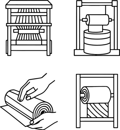 Furniture industry line icons set. Black and white illustration.のイラスト素材