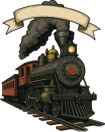 Vintage Steam Locomotive. Vector illustration ready for vinyl cutting.のイラスト素材
