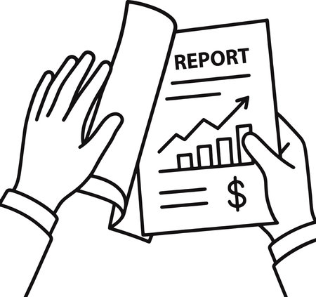 Hands holding a report and a dollar sign. Vector illustration.のイラスト素材