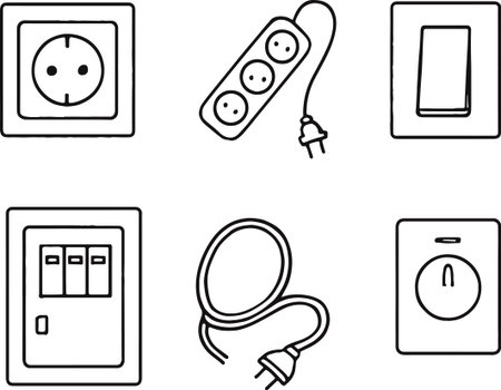 Electrical plug icon set isolated on white background. Vector illustration.のイラスト素材