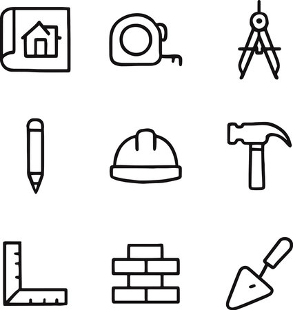 construction tools icon set vector illustration isolated on white background for web designのイラスト素材