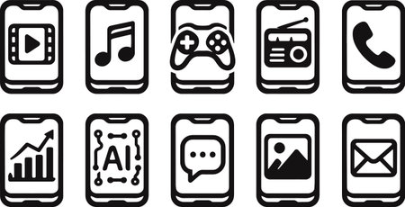Smartphone icon set isolated on white background. Vector illustration. Eps 10のイラスト素材