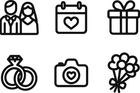 wedding icon set isolated on white background. vector file.のイラスト素材